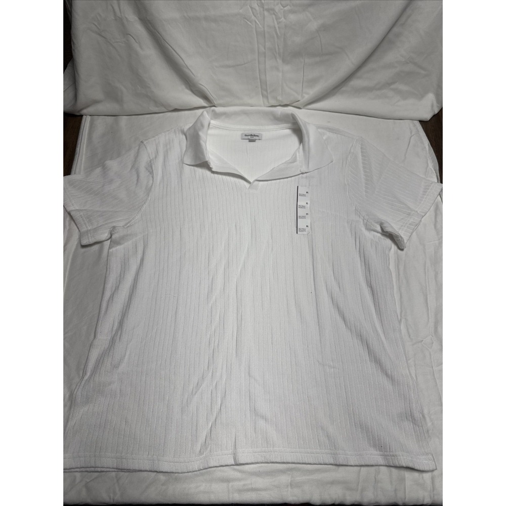 Goodfellow Men's White Ribbed Collared 100% Cotton Polo Shirt Size XL New